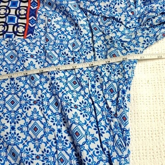 Grand & Greene Boho Aztec Multicolored Long Sleeve Tied Neck line Sz. XL Tunic - Picture 6 of 6